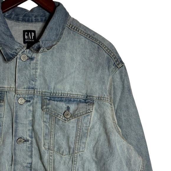 Gap Denim Jean Trucker Jacket Light Blue Wash Retro 1990s Broken In Extra Large - Picture 7 of 16